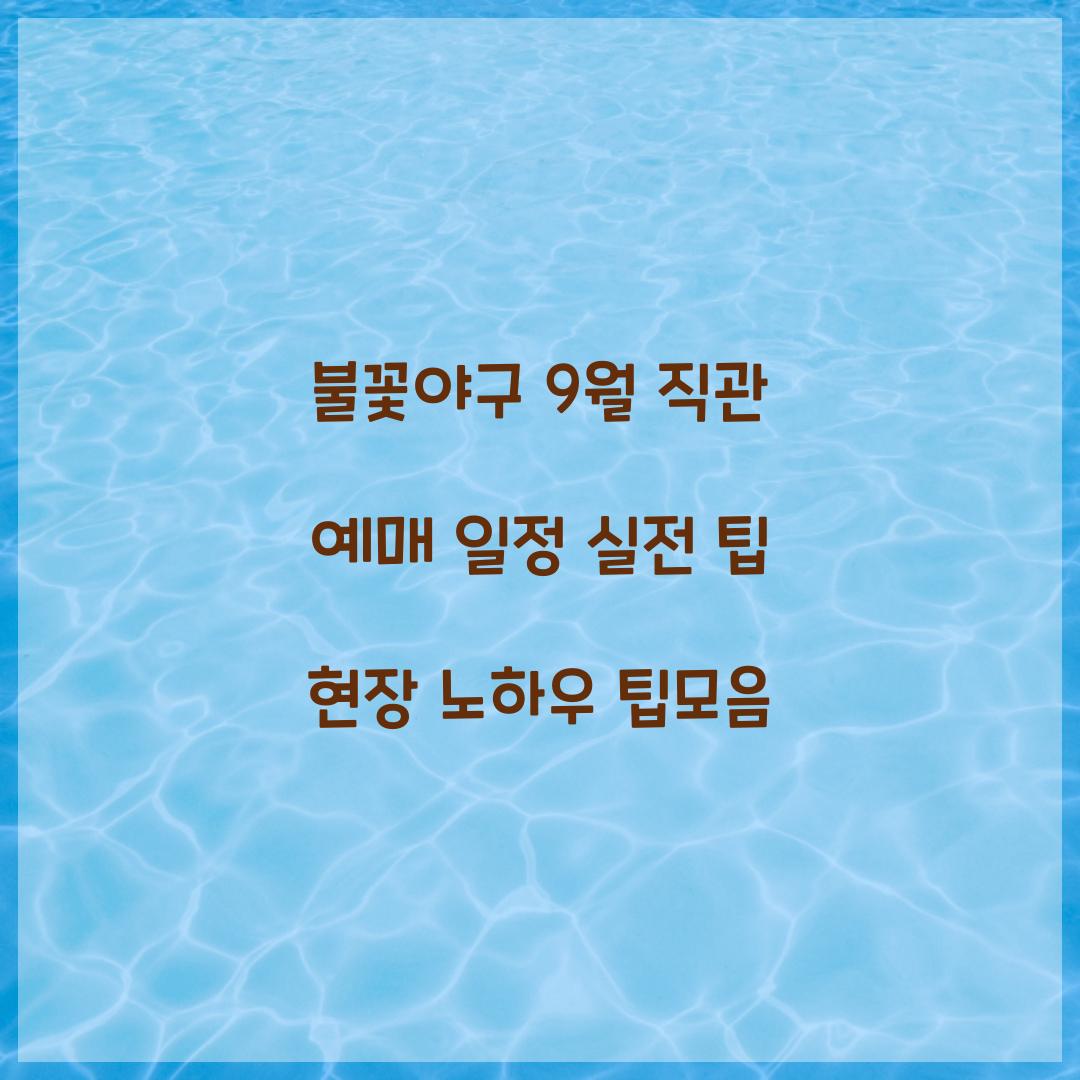 불꽃야구 9월 직관 예매 일정