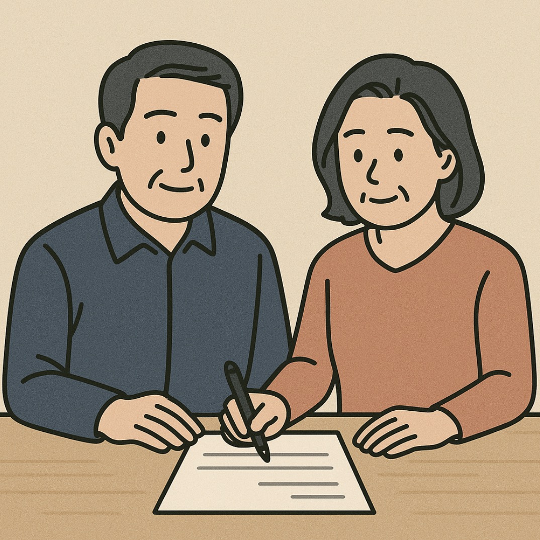 50대 부모님 위임장 작성 사진