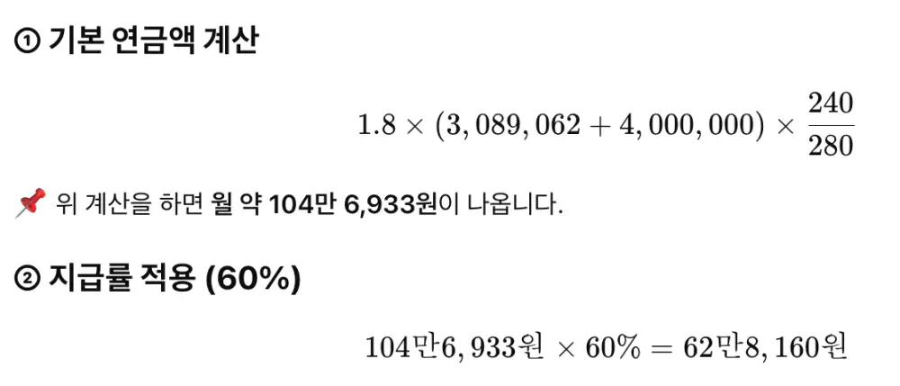 유족연금 지급율 계산법
