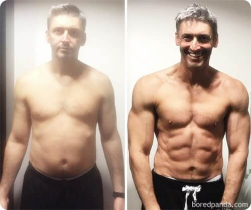 어깨와 가슴근육이 멋진 백인 중년 남성