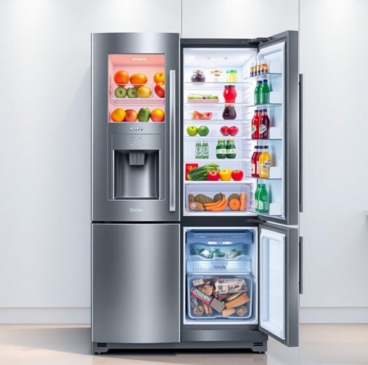 전기세 절약형 은색 냉장고