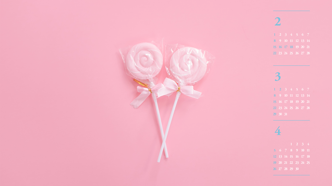 09 핑크 롤리팝 사탕 B - 2026년3월 달력배경화면