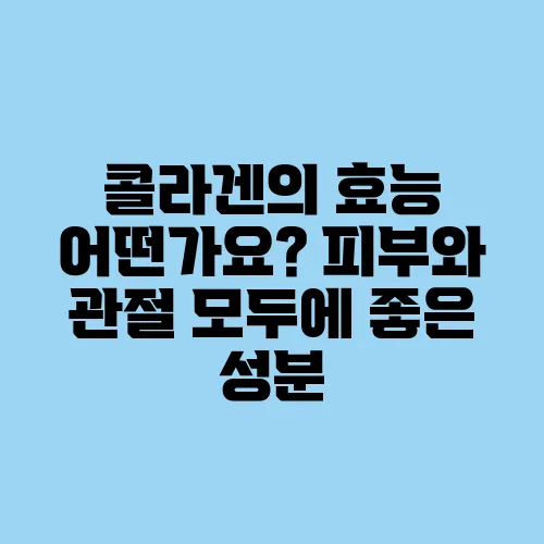 콜라겐의 효능 어떤가요? 피부와 관절 모두에 좋은 성분