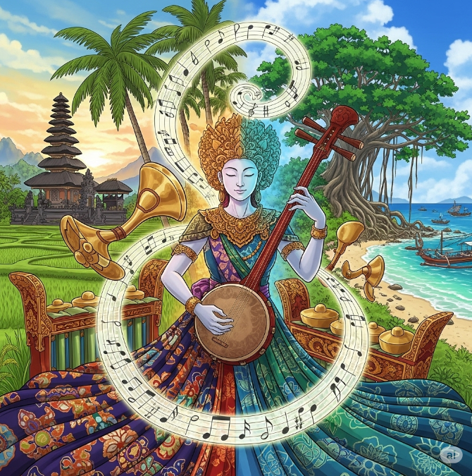 발리와 류큐 음악의 연결 관련 그림