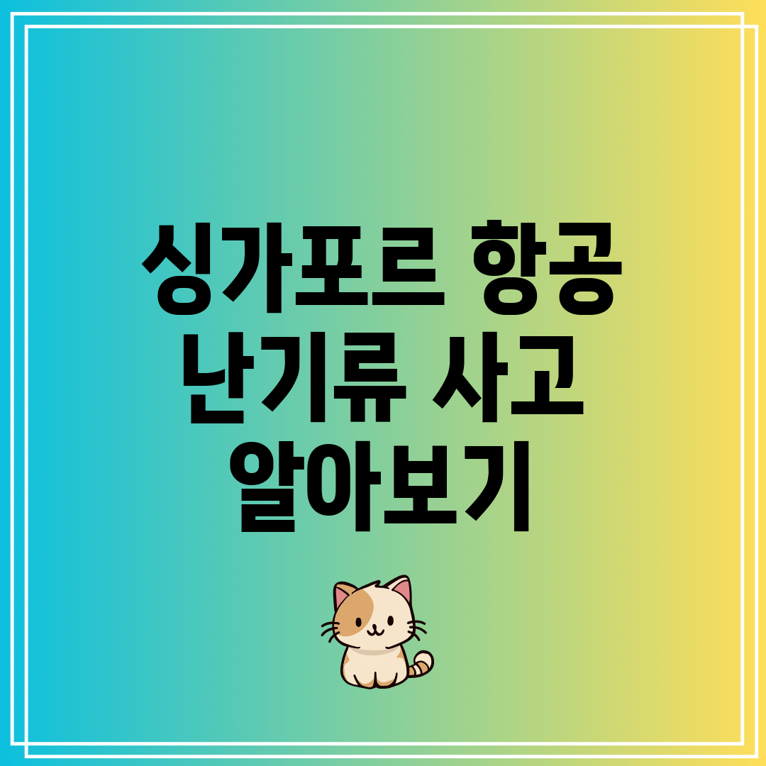 싱가포르 항공 난기류 사고 알아보기
