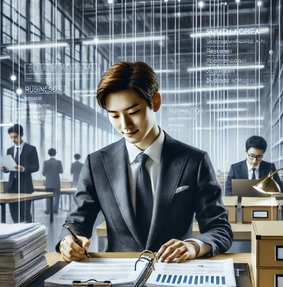 사무실에서 업무적 서류를 처리하는 장면