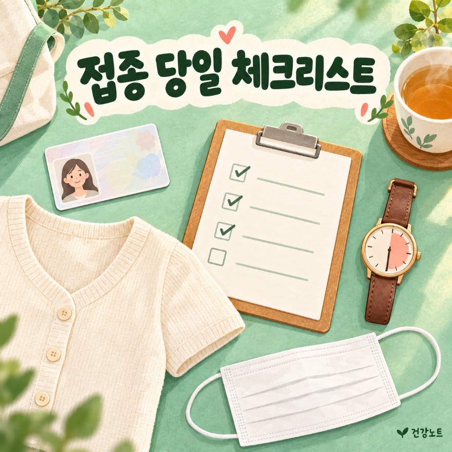 독감 예방접종 당일 준비물 체크리스트 신분증 반팔 옷