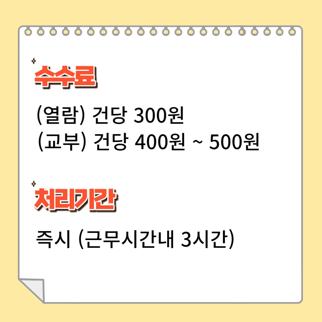 수수료 및 처리기간