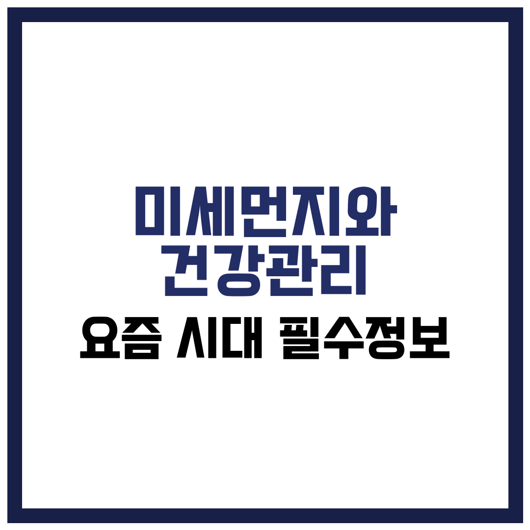 미세먼지와 건강관리