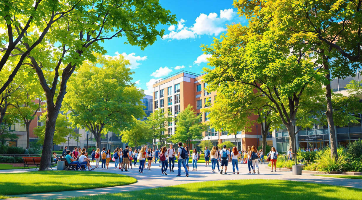 대학캠퍼스의 모습을 담고 있는 사진