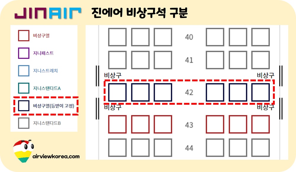 진에어-등받이-고정-비상구석-안내도