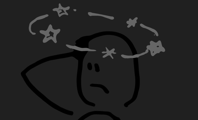 머리가 어지러운 듯 한 만화 풍 그림