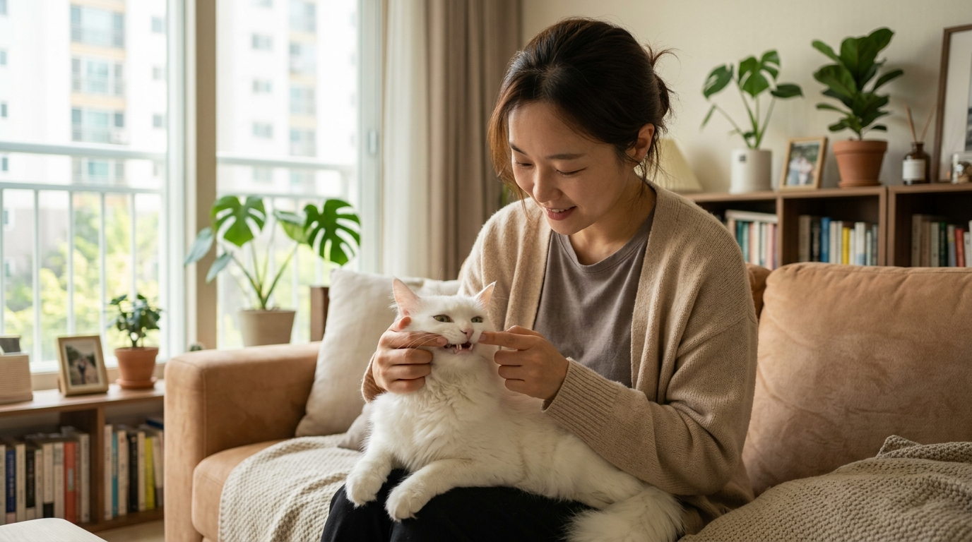 고양이 구강 건강 확인