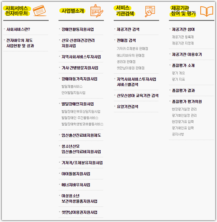 사회서비스 전자바우처 홈페이지