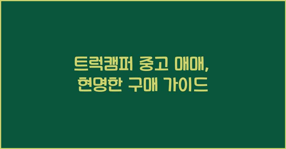 트럭캠퍼 중고 매매