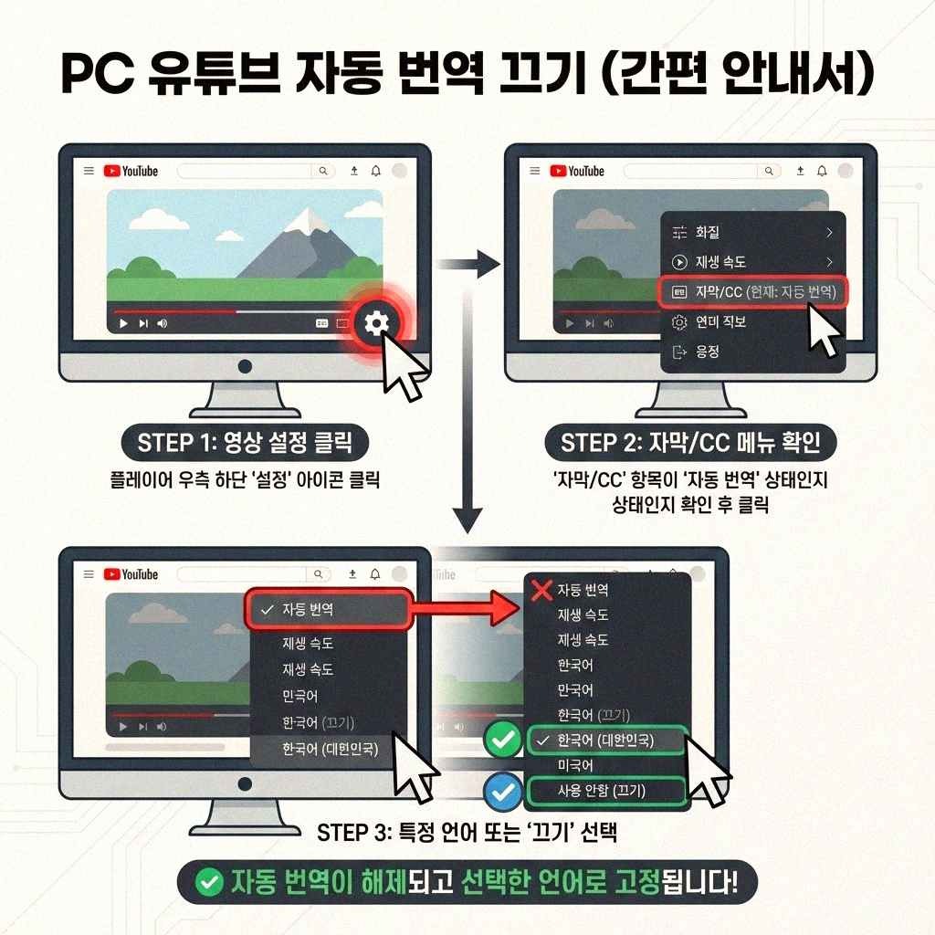 유튜브 동영상 자동 번역 기능 끄는 법 이것만 알면 끝