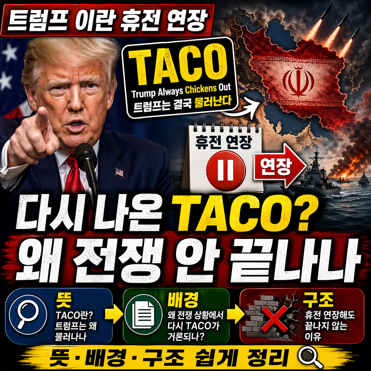 트럼프 결국 또 &lsquo;TACO&rsquo;? 전쟁 끝낼 수 없는 이유