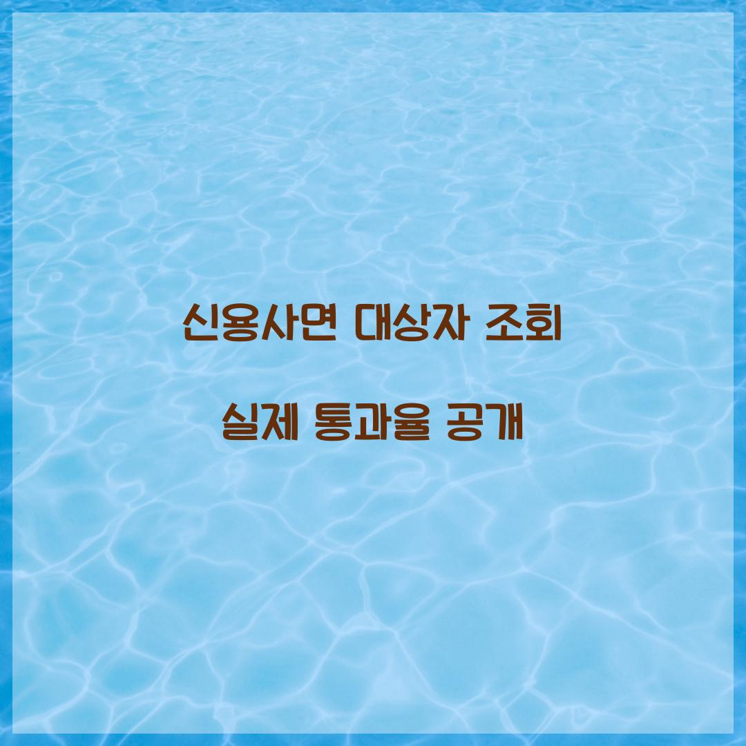 신용사면 대상자 조회 실제 통과율 공개