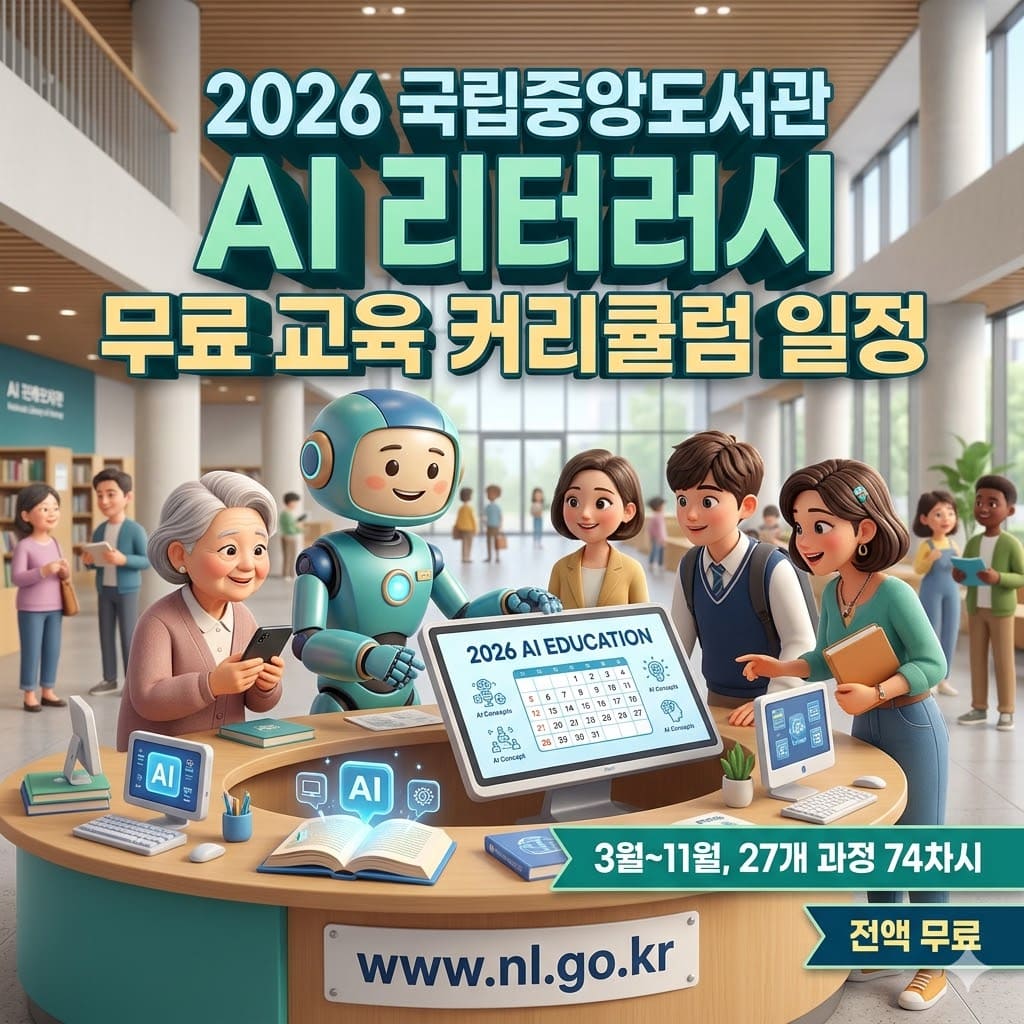 2026 국립중앙도서관 AI 리터러시 무료 교육 커리큐럼 일정