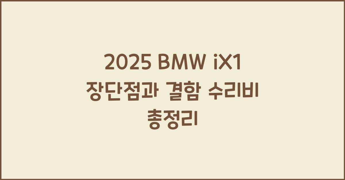 2025 BMW iX1 장단점 결함 수리비