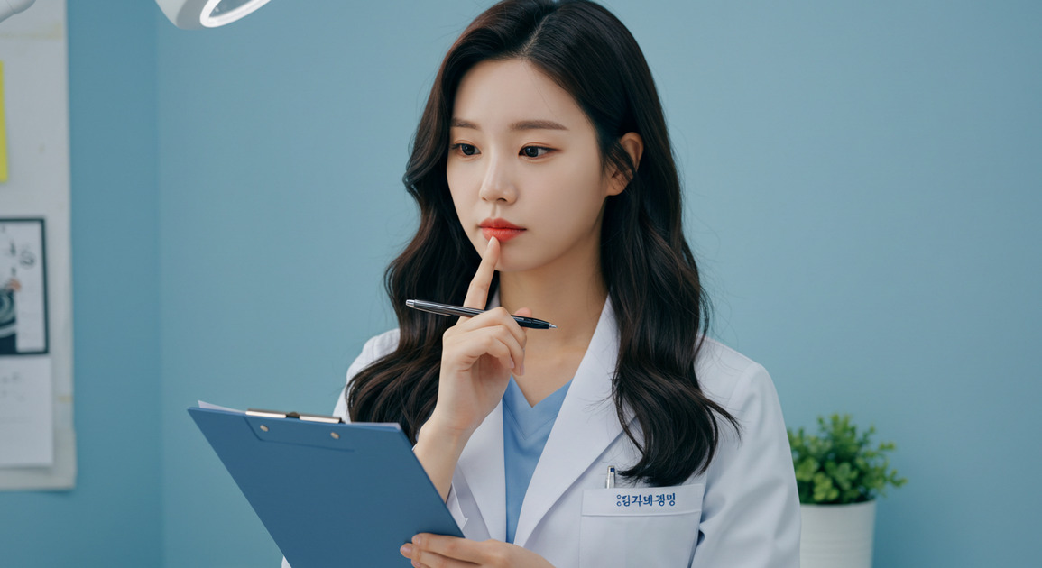 튜바리얼 침샘 공부중인 여성 의사 이미지