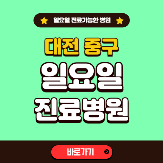 대전 중구 일요일 진료 가능한 병원 ❘ 주말 문여는 곳 총정리 (소아과, 내과, 안과, 치과, 피부과, 정형외과, 산부인과)