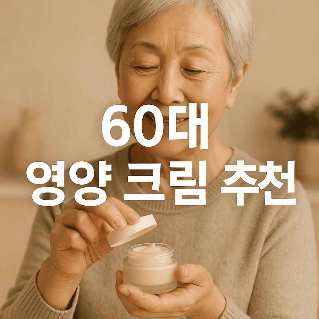 60대-한국여성-영양크림-용기-뚜껑을-여는-따뜻한-실내-배경-60대-영양-크림-추천-글씨