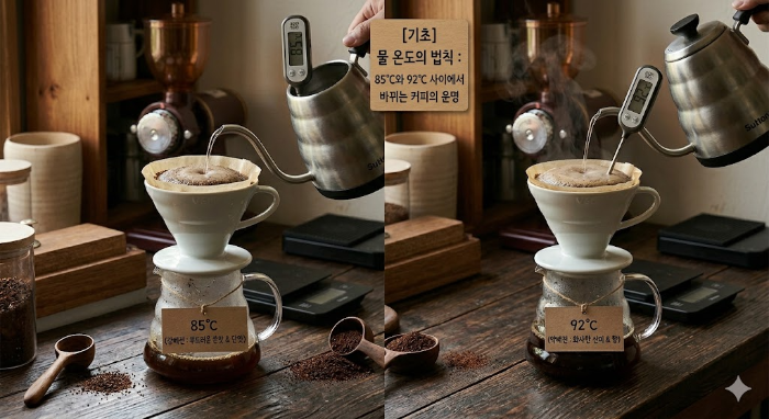 물 온도의 법칙: 85도와 92도 사이에서 바뀌는 커피의 운명
