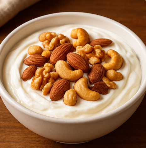 건강간식인 견과류와 그릭요거트
