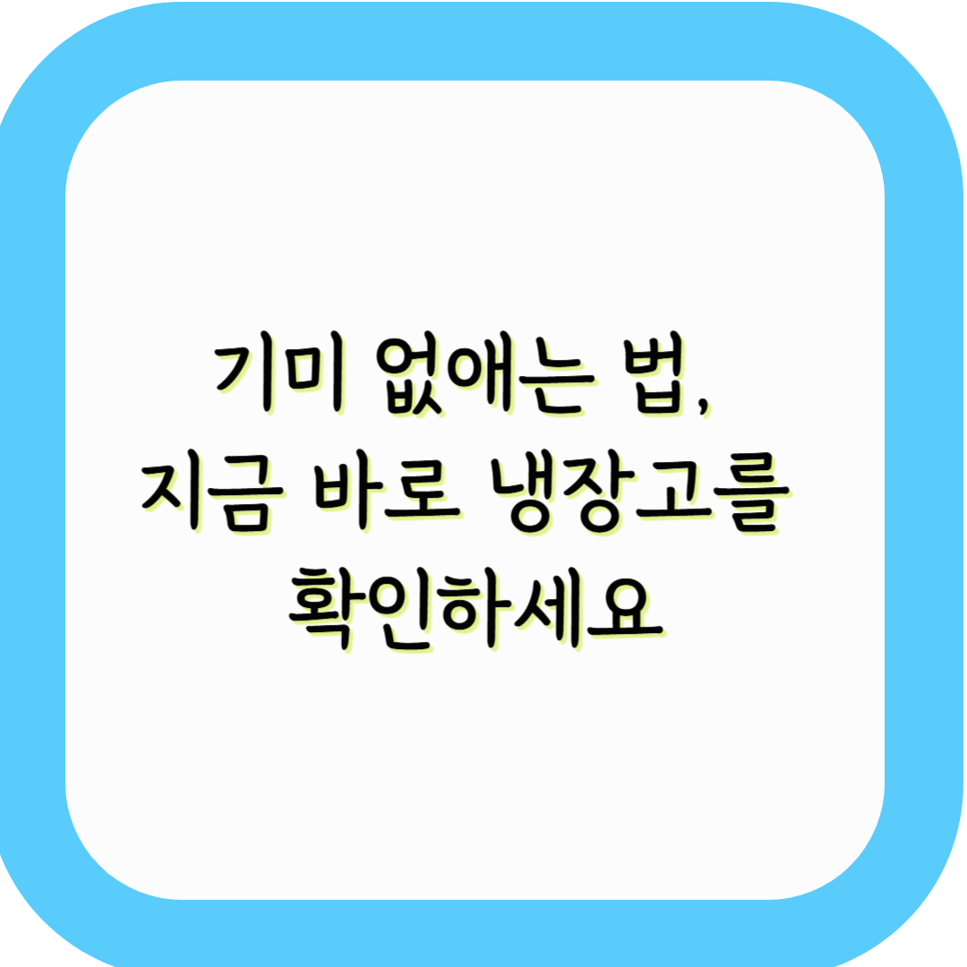 기미 없애는 법, 지금 바로 냉장고를 확인하세요