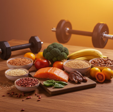 단백질이 많은 음식과 운동기구 1