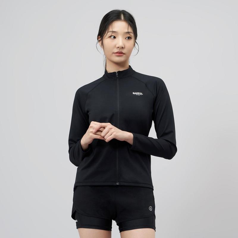 배럴 우먼 베이직 릴렉스핏 집업 래쉬가드 BI2WWRG27BLK