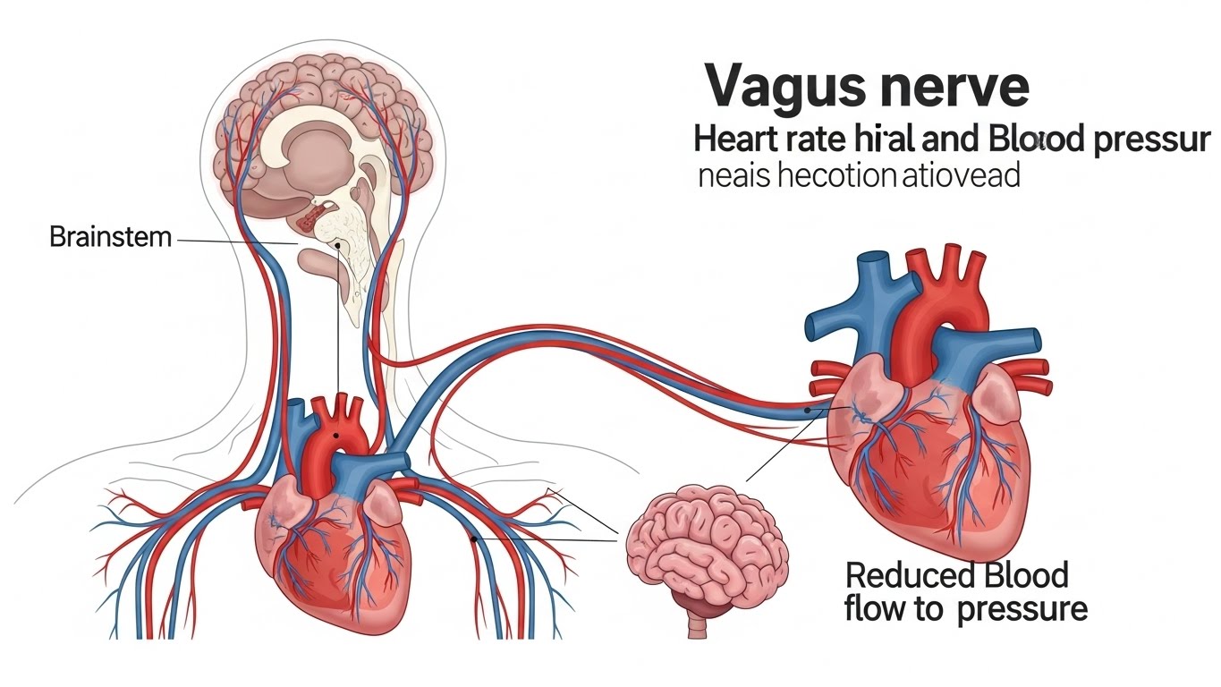 심박수와-혈압에-영향을-미치는-미주신경을-보여주는-상세한-의학-스타일-다이어그램입니다.