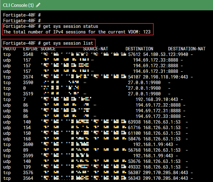 get sys session status