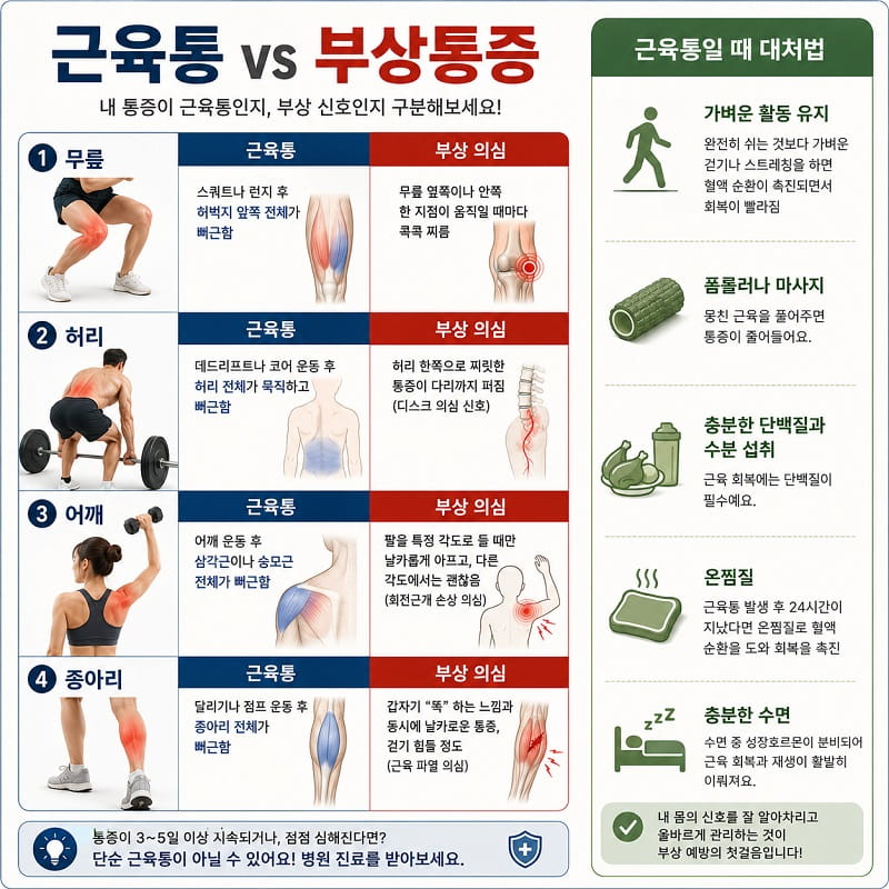 근육통 vs 부상통증
