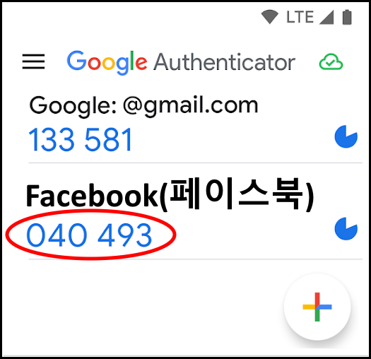 Google Authenticator

Facebook(페이스북)
040 493