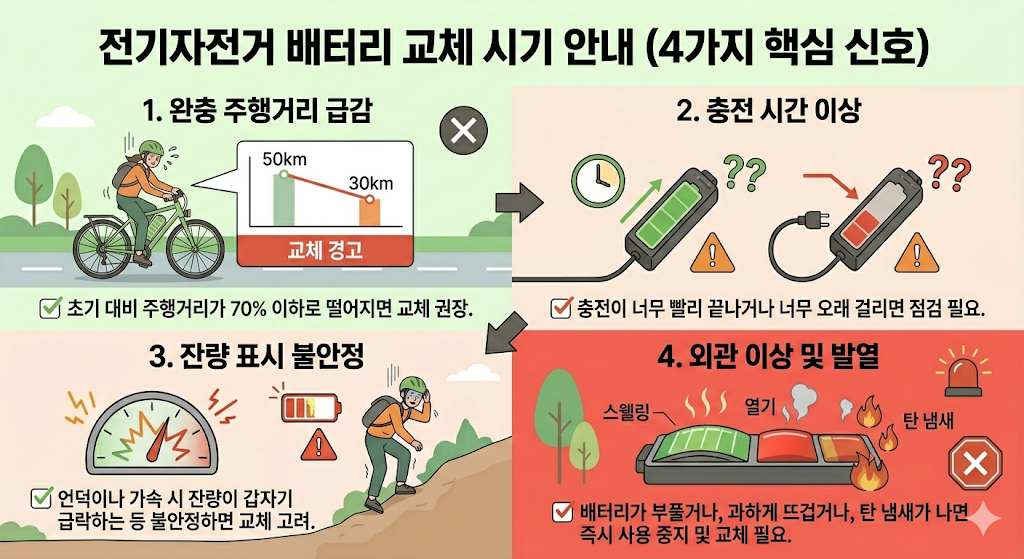 전기자전거 배터리 교체 시기 신호