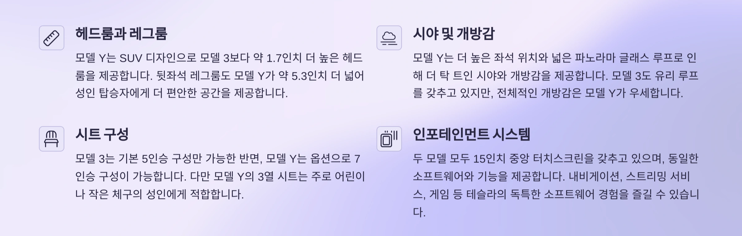 테슬라 실내공간과 편의성