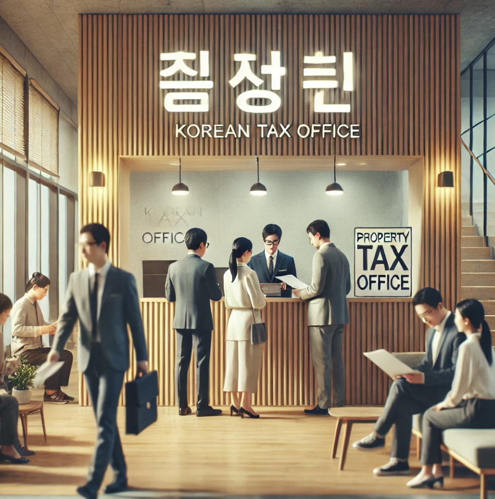 세무서에 서류를 제출하는 사람들의 모습