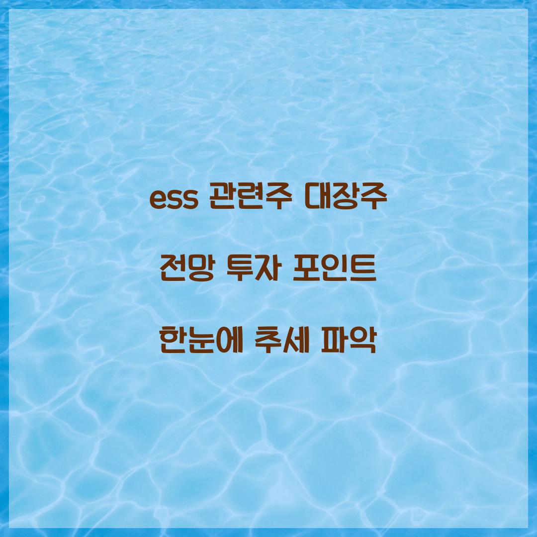 ess 관련주 대장주 전망