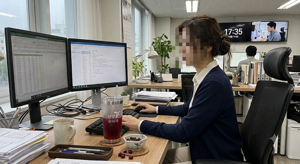 삼실에서 오미자차 한잔하면서 열일 했습니다