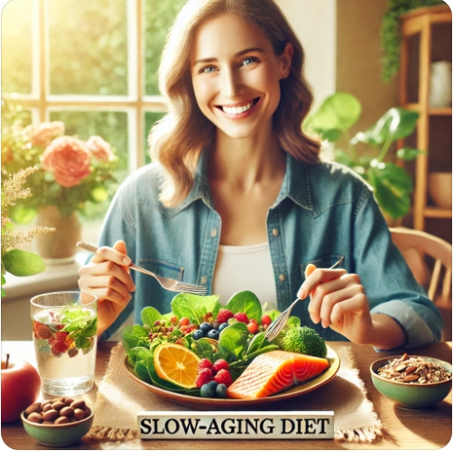 저속노화 식단을 하는 모습을 표현한 이미지