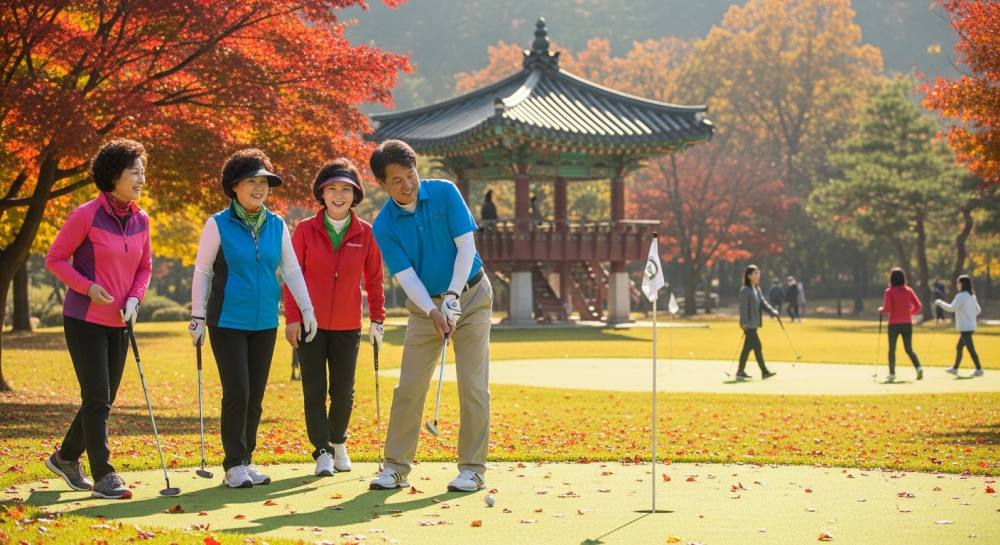 파크골프를 즐기는 중장년층 사진