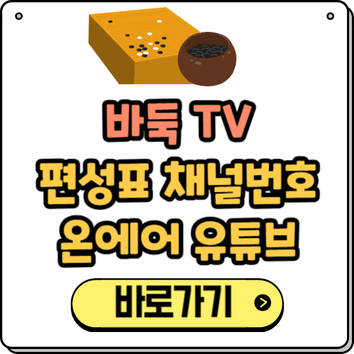 바둑 TV 편성표 채널번호 유튜브 온에어 방송