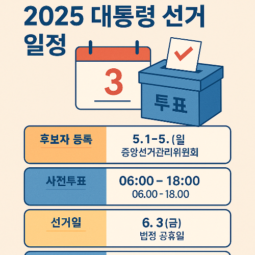 2025 대통령 선거 일정 총정리 ― 사전투표 날짜&middot;공휴일 지정 여부 한눈에