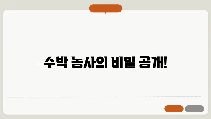 수박 모종 심는 시기