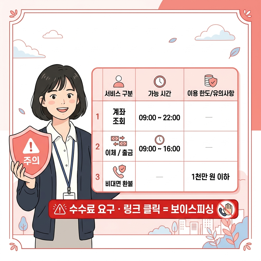 어카운트인포 이용 시간 환급 한도 보이스피싱 주의사항