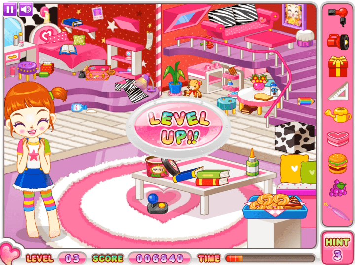 쥬디의-방청소-대작전-숨은그림찾기-플래시게임-플레이2-모든-물건을-찾고-다음-레벨로-이동하는-화면