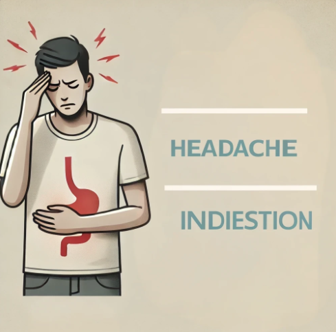 두통과 소화불량 표현 이미지