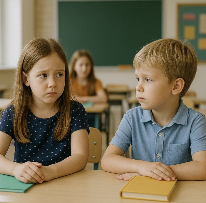 친구가 낯설은 아이 사진